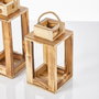 Aberto Design Juego de dos candelabros linterna de madera Natural
